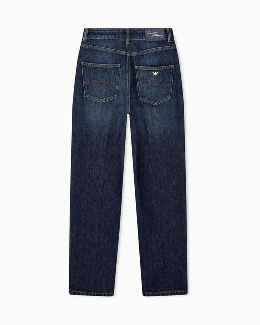 Emporio Armani Blue Five-Pocket Rigid Denim Jeans With A Vintage Look