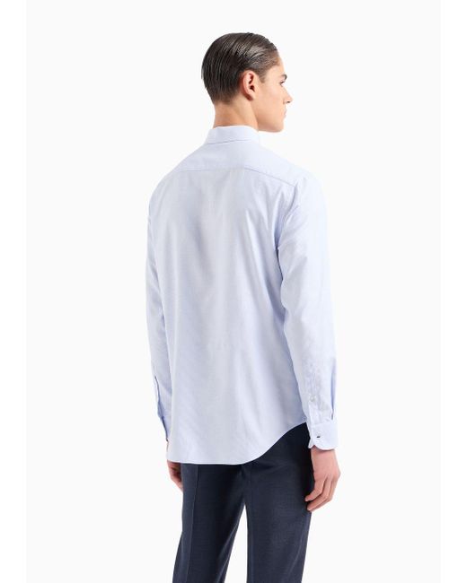 Camisa De Algodón Con Estructura Emporio Armani de hombre de color White