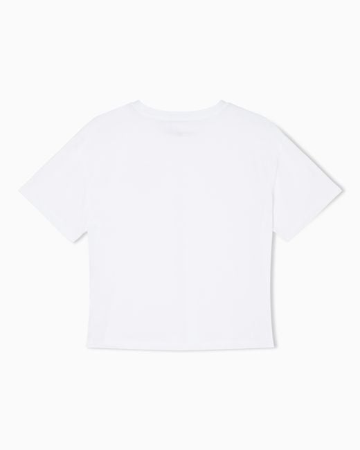 Emporio Armani White Organic Jersey T-Shirt With Logo Stamp