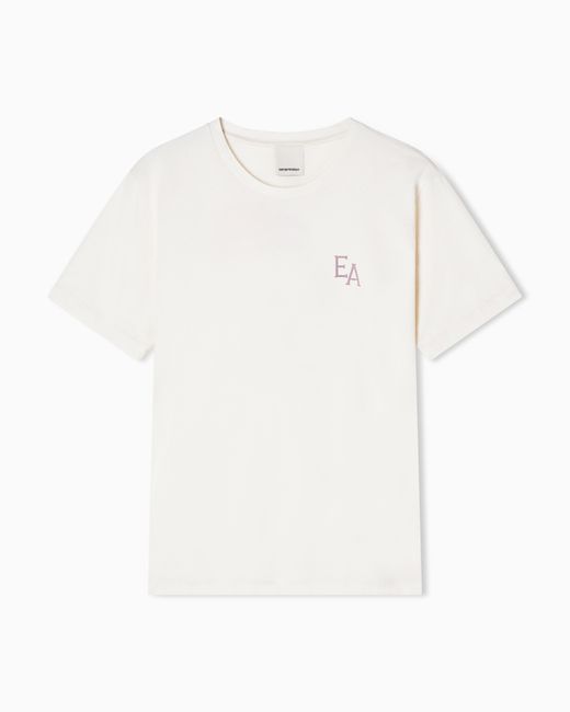 Emporio Armani White Eagle Club Jersey T-Shirt With Print