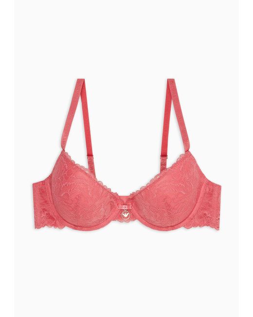 Emporio Armani Red Asv Eternal Lace Recycled Lace Push-up Bra