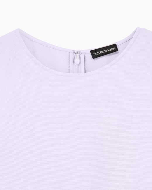 Emporio Armani Purple Textured Sleeveless Top With Round Neckline And Back Zip