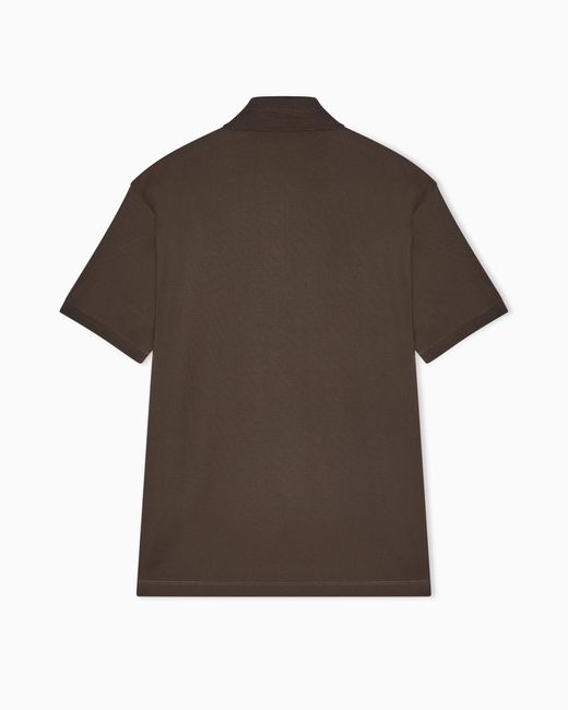 Emporio Armani Brown Regular Fit Piqué Polo Shirt for men