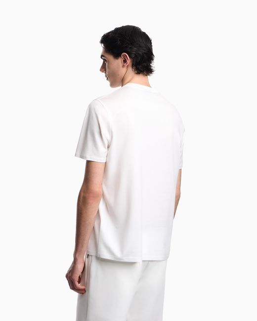 Emporio Armani White Lyocell Blend Jersey T-Shirt With Ea Logo Embroidery for men