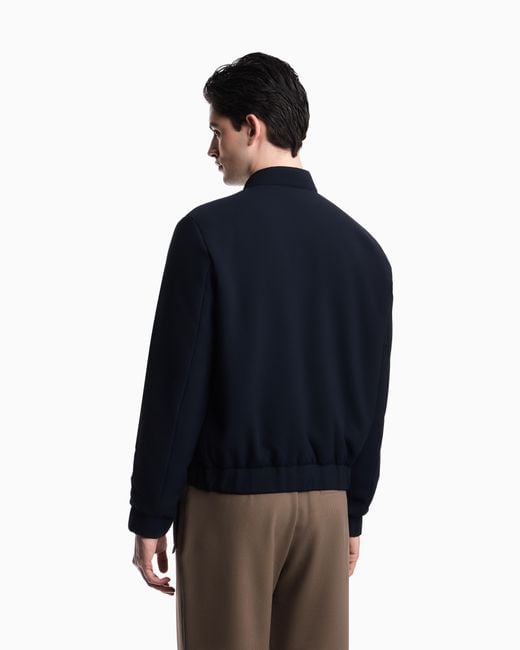 Emporio Armani Blue Icon 3D Piqué-Effect Crêpe Jersey Blouson for men