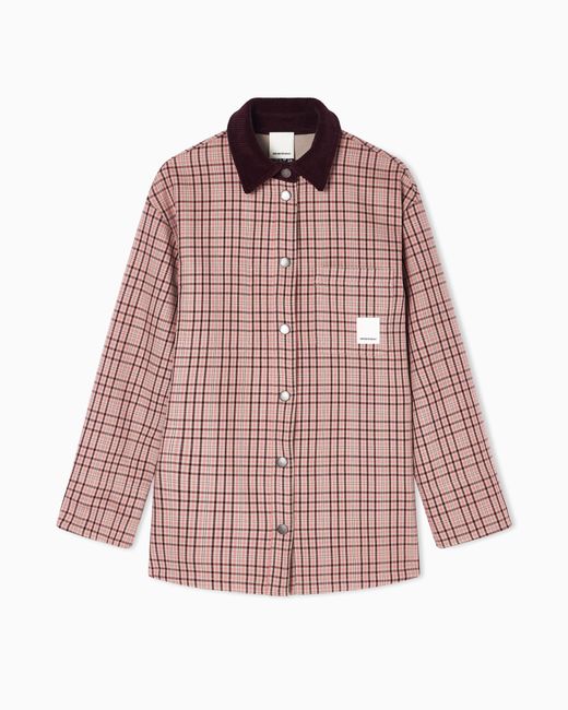 Emporio Armani Red Eagle Club Reversible Pea Coat With Check Motif