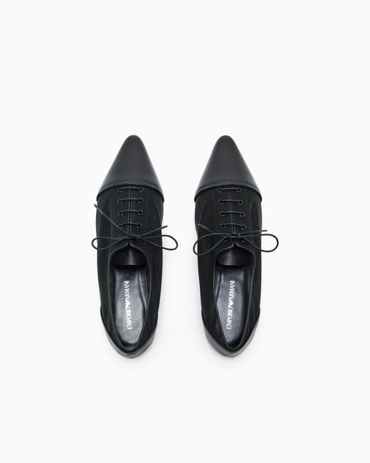Emporio Armani White Pointed-Toe Mesh Lace-Ups