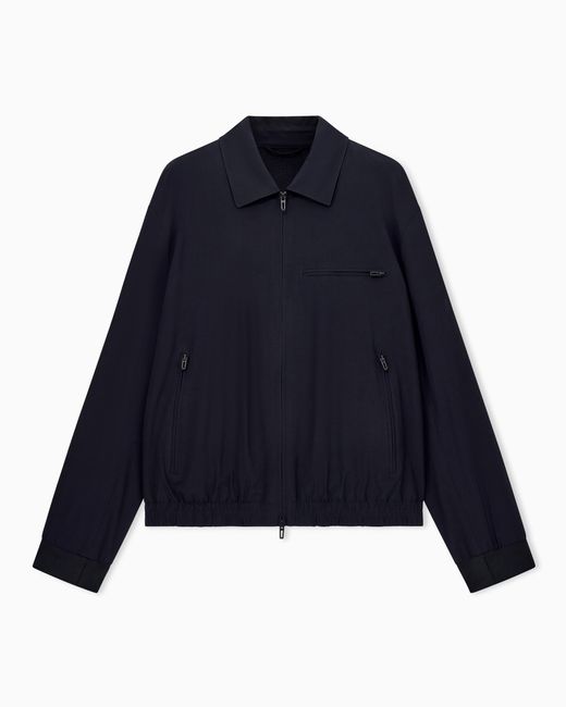 Emporio Armani Blue Nylon Twill Travel Essential Jacket for men