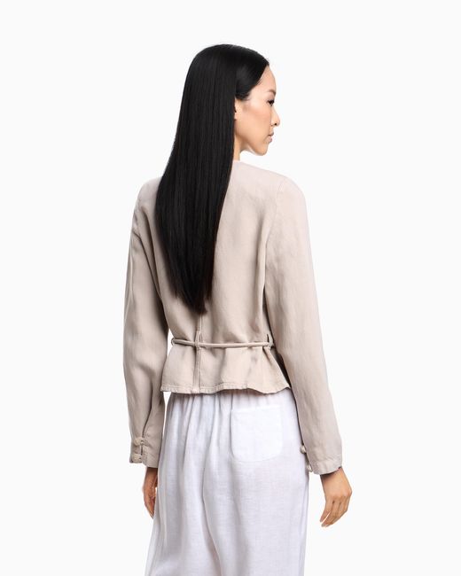 Veste À Cordon En Lyocell Et Lin Teints En Pièce Asv Emporio Armani en coloris Natural