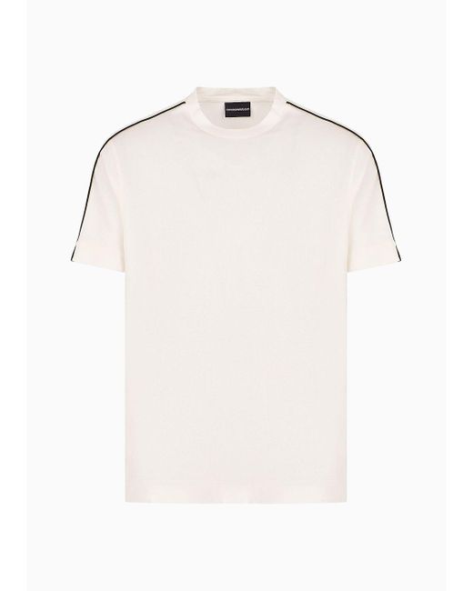 Emporio Armani White Asv Lyocell-blend Jersey T-shirt With Embossed Logo Tape for men