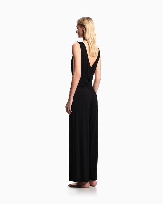 Emporio Armani Black Jersey Beachwear Jumpsuit