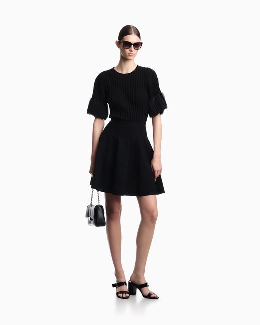 Emporio Armani Black Fabric Stitch Knit Skirt