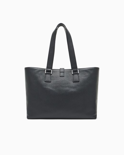 Emporio Armani Black Tumbled Leather Shopper Bag for men