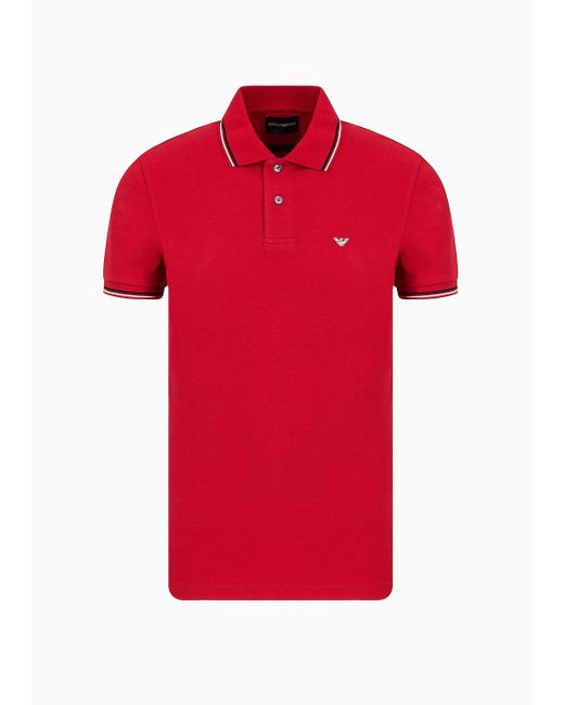 Emporio Armani Poloshirt Slim Fit Aus Pikee Mit Stretchanteil Und Mikro-adler in Red für Herren
