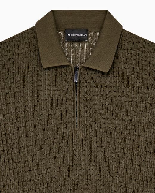 Emporio Armani Green Polo Collar Sweater for men