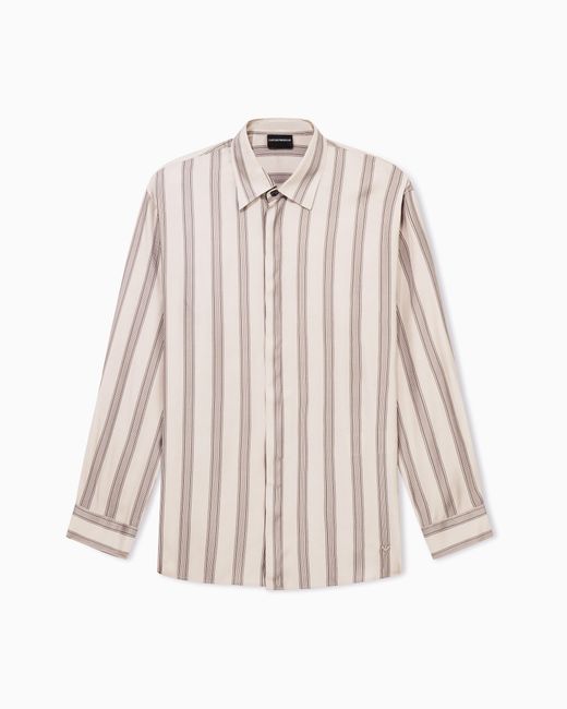 Emporio Armani Natural Comfort-Fit, Fluid Viscose Shirt With An All-Over Print for men