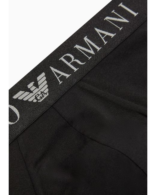 Emporio Armani Black Superfine Cotton Briefs With Logo Waistband for men