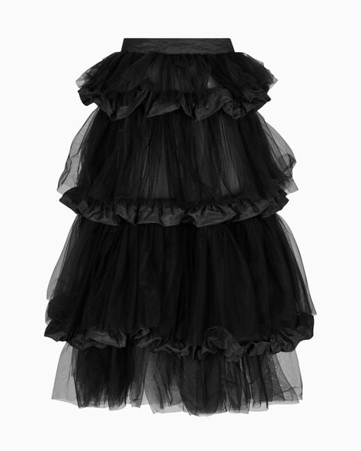 Jupe Avec Volants En Tulle Et Effet Froissé À Mémoire De Forme Emporio Armani en coloris Black