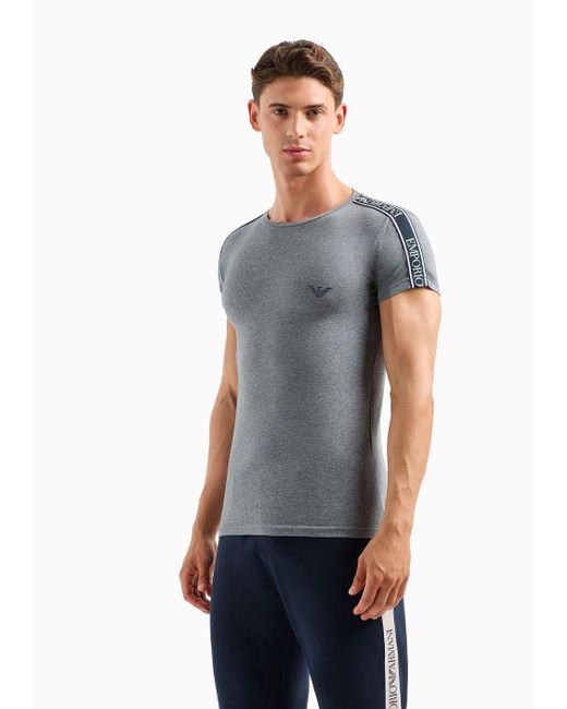 Emporio Armani Gray Asv Slim-fit Organic Cotton Logo Band Loungewear T-shirt for men