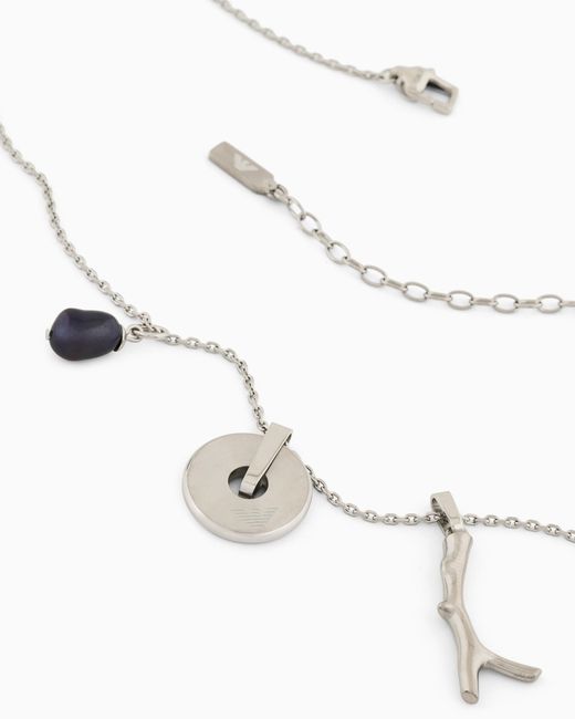 Emporio Armani Metallic Stainless Steel Pendant Necklace for men