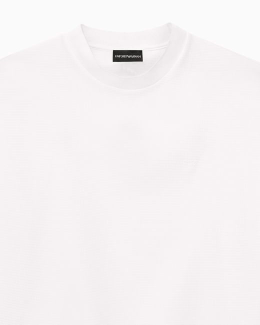 Emporio Armani White Icon 3D Piqué-Effect Crêpe Jersey T-Shirt for men