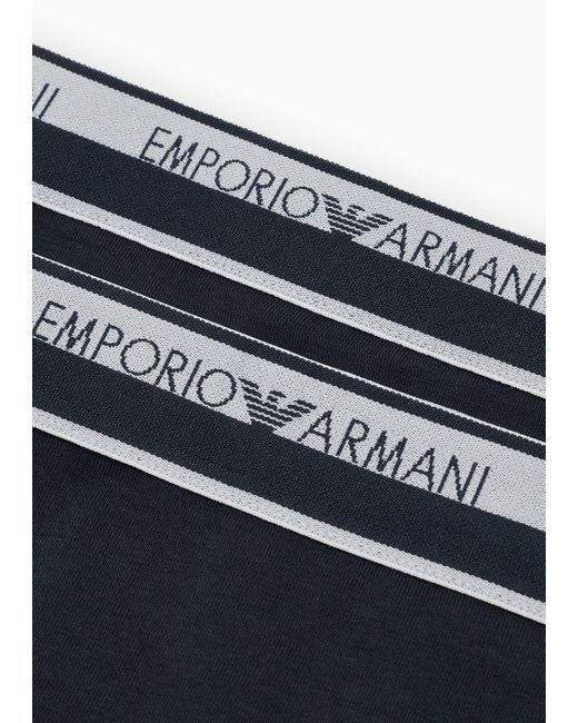 Paquete De Dos Braguitas De Algodón Orgánico Iconic Con Banda Con Logotipo Asv Emporio Armani de color Black
