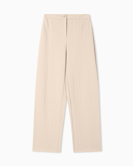 Emporio Armani Natural Chevron-Motif Stretch-Jersey Trousers