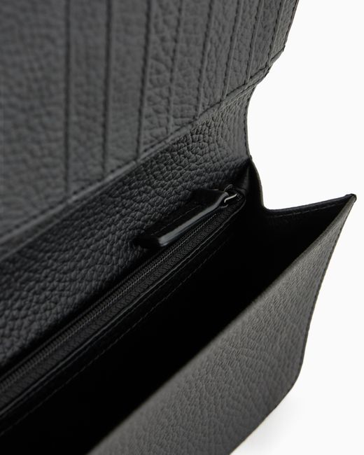 Emporio Armani Black Leather Large Currency Holder With All-Over Embossed Eagle for men