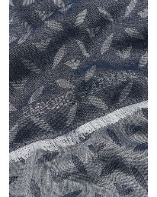 Emporio Armani Blue Tuch Aus Modalgemisch Mit Allover-mikromuster