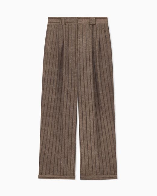 Emporio Armani Brown Cold-Dyed Canneté Fabric Trousers for men