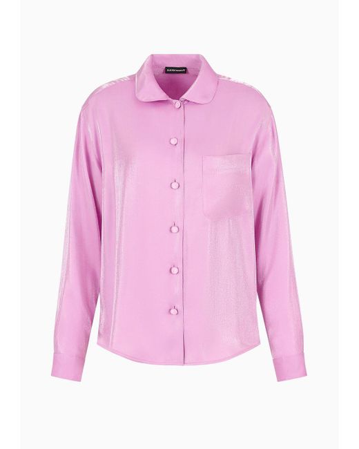 Emporio Armani Pink Shirt In Trilobal Fabric With Patch Pocket