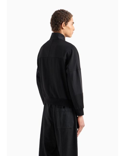 Emporio Armani Black Canneté Fabric Blouson With Zip for men