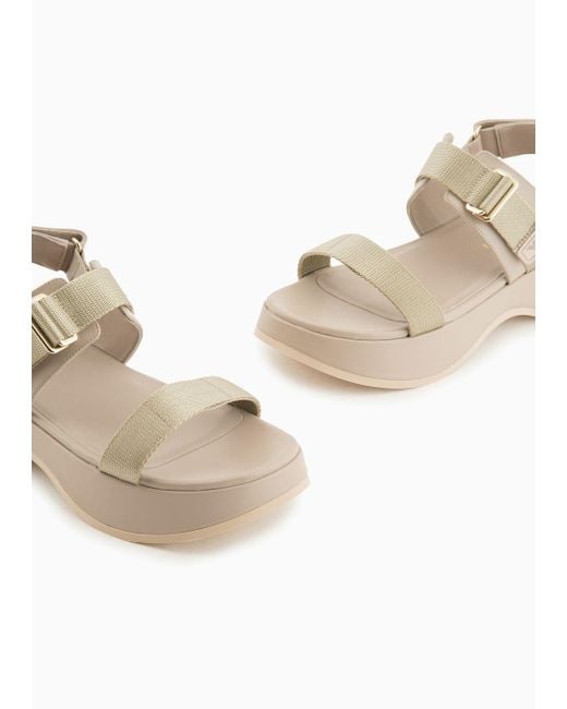 Emporio Armani White Leather Wedge Sandals