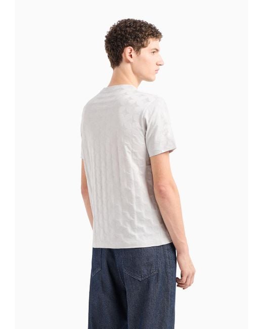 Emporio Armani T-shirt Aus Jacquard-jersey Mit Durchgängigem Grafischen Muster in White für Herren