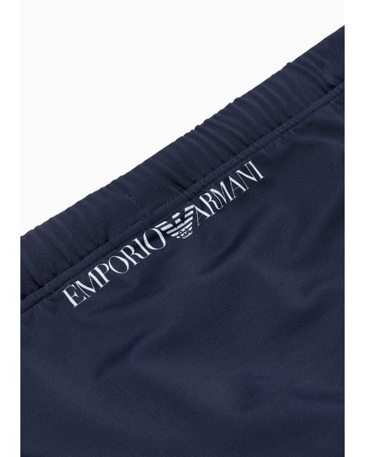 Emporio Armani Badeslip Mit Niedriger Taille Und Makro-logo-print in Blue für Herren