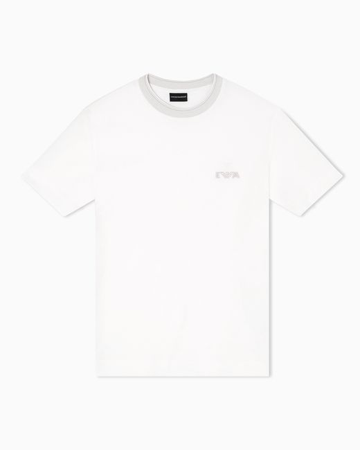 Emporio Armani White Asv Piqué T-Shirt With Super-Embossed Ea Embroidery for men