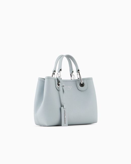 Emporio Armani Blue Small Myea Shopper Bag With Deer Print