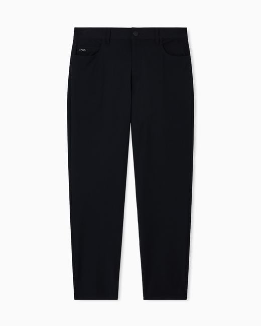 Emporio Armani Blue J05 Regular-Fit, Stretch-Nylon Twill Trousers for men