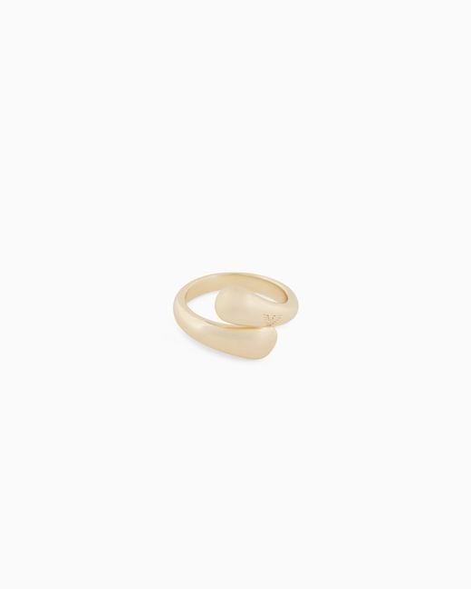 Emporio Armani White Tone Brass Band Ring