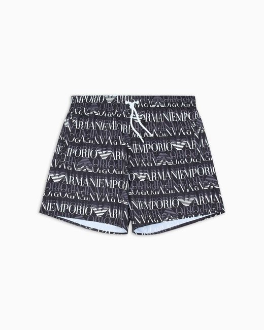 Bañador Tipo Pantalón Corto Con Macrologotipo Integral Emporio Armani de hombre de color Blue