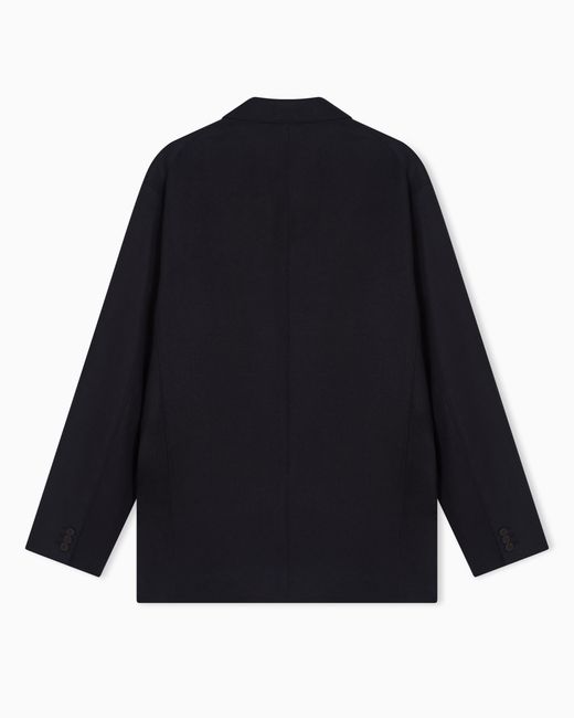 Emporio Armani Blue Virgin-Wool Cloth Single-Breasted Blazer for men