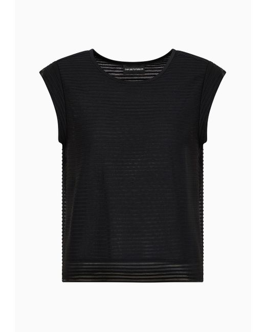 Emporio Armani Black Short-sleeved Ottoman-effect Jersey Top