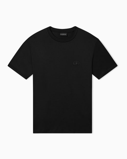 Emporio Armani Black Lyocell Blend Jersey T-Shirt With Ea Logo Embroidery for men