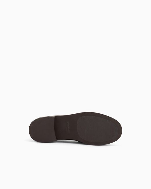 Emporio Armani White Smooth Leather Loafers for men