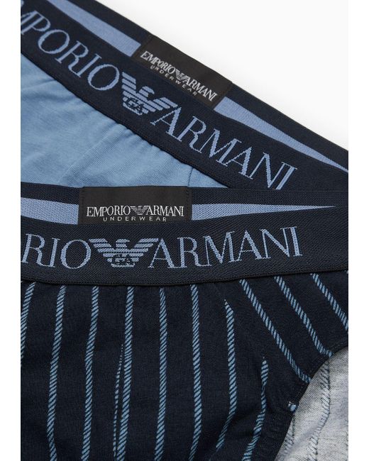 Emporio Armani Blue Two-pack Of Mixed Pattern Print Briefs for men