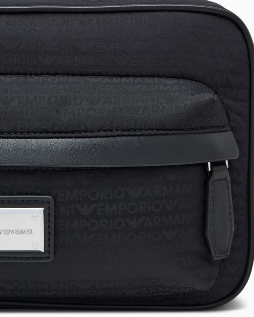 Emporio Armani Black Crossbody Messenger Bag With Zip And Adjustable Strap for men