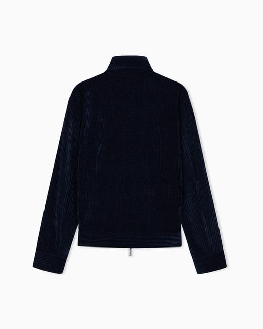 Emporio Armani Blue Signature Capsule Collection Ribbed Chenille Full-Zip Blouson for men