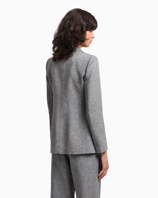 Blazer À Simple Boutonnage En Mélange De Viscose Chevron Icon Emporio Armani en coloris Gray