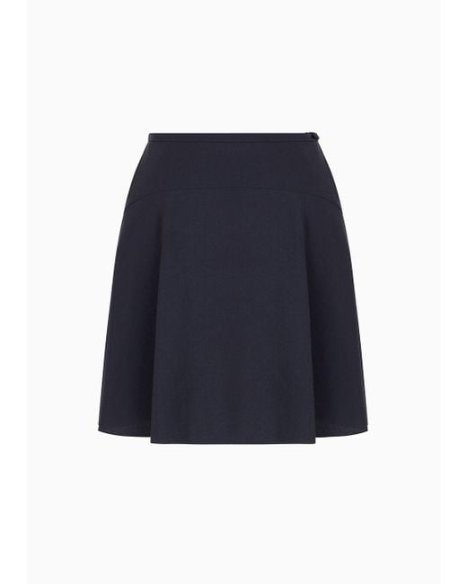 Emporio Armani Blue Flowing Skirt In Washed Matte Modal