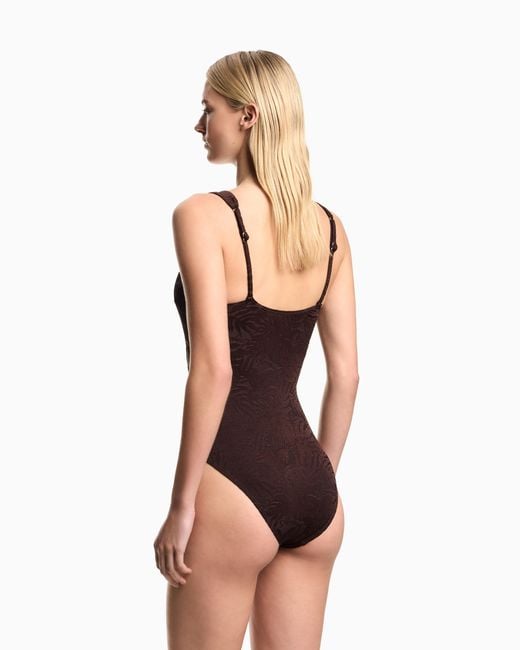 Emporio Armani Brown Padded One-Piece Swimsuit